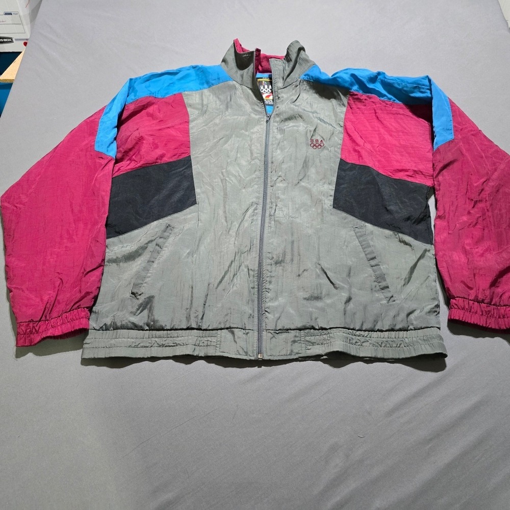 USA Olympic Apparel Track Jacket Men Large Color Block Windbreaker jcpenney